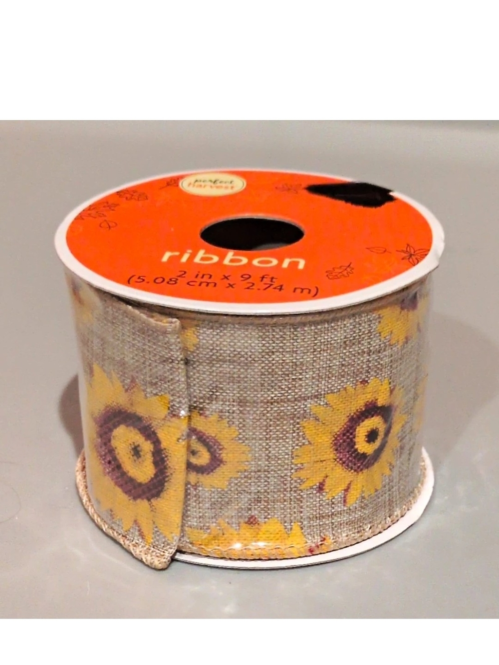 Sunflower Printed Burlap Ribbon Spool 2 in x 9 ft F26 -3 Rolls